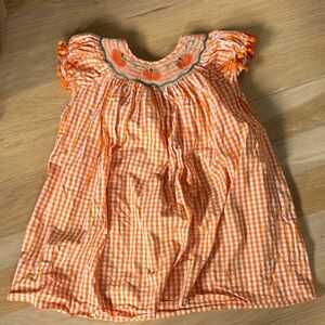 Marmellata Orange and White Smocked Pumpkin Dress